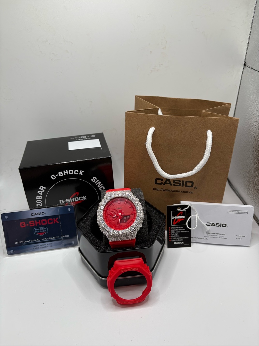 Casio G-Shock Red and Black Men's Watch with Red Strap